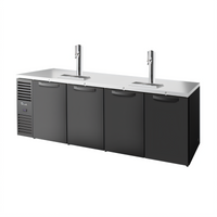 True Premier Bar 108-Inch Four-Section Refrigerated Draft Bar Cooler with 2 Beer Columns