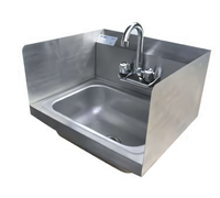 Serv-Ware 17 x 15-Inch Wall-Mounted Stainless Steel Hand Sink with Double Splash Guards
