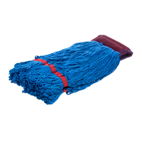 Carlisle Medium Looped-End Microfiber Wet Mop Head with White Yarn and Blue 5-Inch Wide Band