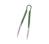 Crestware 12-Inch Stainless Steel Vegetable Tongs, Green Color-Coded Cool Grip
