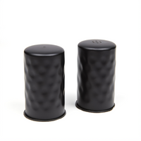 2 oz. Hammered Black Stainless Steel Salt & Pepper Shaker Set