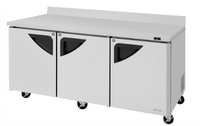Turbo Air Super Deluxe 72 5/8-Inch 3-Section Worktop Refrigerator, 19 Cu. Ft.