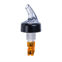 Winco 1/2 oz Measuring Liquor Pourer with Black Collar and Clear Spout