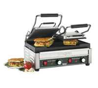 Waring Panini Ottimo™ Double Panini Grill with Ribbed Cast-Iron Plates, 17 x 9.25-Inch Cooking Surface, 240V