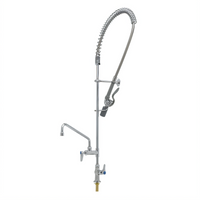EasyInstall Deck-Mount Single-Hole Pre-Rinse Add-On Faucet with 12-Inch Swing Nozzle, Spring-Action Gooseneck and Low-Flow Spray Valve