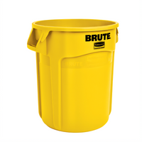 Rubbermaid Commercial BRUTE ProSave Round Trash Container, 10 Gallon, Yellow, Without Lid