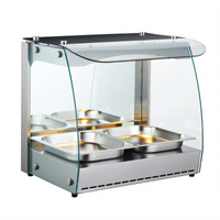 Omcan Countertop Full-Service Hot Food Heated Display Case, Curved Glass, 22 Inch, 2.33 Cu. Ft.