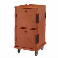 Cambro Ultra Camcart Double-Compartment Front-Loading Insulated Food Pan Carrier with Security Package, 120 Qt. Per Compartment, Brick Red