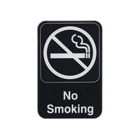 Winco No Smoking Information Sign, 6 x 9 Inches, Black with White Imprint