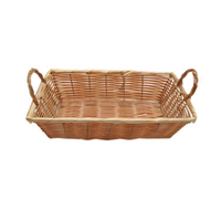 Oblong Polypropylene Fast Food Bread Basket with Carrying Handles, 12 x 8 x 3 Inches