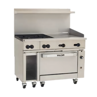 Vulcan Endurance 48-Inch Gas Restaurant Range with 4 Open Burners, 24-Inch Griddle, and Standard Oven