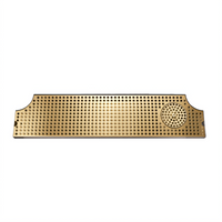 40-Inch Surface-Mount Beverage Drip Tray Trough with Integral Glass Rinser and PVD Brass Screen