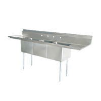Omcan 3-Compartment Pot Sink with Left and Right Drainboards, 24