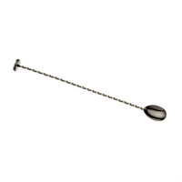 Barfly Bar Spoon with Muddler, 11-13/16 Inch, Flat-Top End, Twisted Stem, Gun Metal Black-Plated 18/8 Stainless Steel