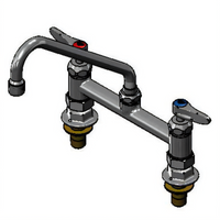 T&S Brass Double Pantry Deck-Mount Mixing Faucet with 9-Inch Swing Nozzle and 8-Inch Adjustable Centers