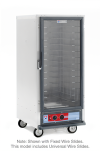 Metro C5 1 Series Mobile 3/4-Height Non-Insulated Heated Holding Cabinet with Clear Door and Universal Wire Slides