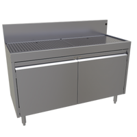 Glastender DBCA-48 48-Inch Stainless Steel Underbar Drainboard Cabinet Base with Hinged Doors