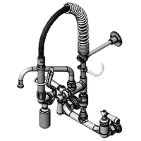 T&S Brass Mini Wall-Mount Pre-Rinse Unit with Low Flow Spray Valve, 8-Inch Swing Nozzle, and Vacuum Breaker