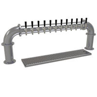 Glastender Pipe Pass-Thru Countertop Air-Cooled Stainless Steel Draft Dispensing Tower with 12 Faucets