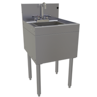 Glastender 18-Inch Underbar Wet Waste Sink Unit with Deck-Mount Gooseneck Faucet