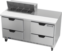 Beverage-Air 60-Inch Two-Section Sandwich Prep Table with 4 Drawers and 8-Pan Top
