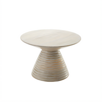 American Metalcraft Hampton Collection Sun-Bleached Ribbed Round Wood Pedestal Riser