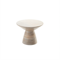 American Metalcraft Round Sun-Bleached Ribbed Wood Buffet Pedestal Riser, 5-1/4 Inch H
