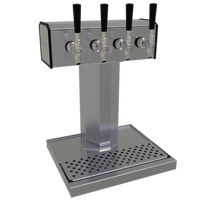 Glastender BT-4-SS Countertop Air-Cooled Tee Draft Dispensing Tower with 4 Faucets