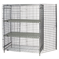 Quantum Stationary Wire Security Cage with 2 Intermediate Shelves, Chrome, 60