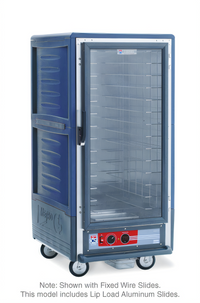 Metro C5 3 Series 3/4 Height Heated Holding Cabinet, Blue Insulation Armour, Clear Door, Lip-Load Slides, Low Watt