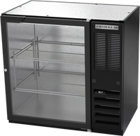 Beverage-Air 36-Inch One-Section Back Bar Refrigerator with Glass Door, Black Exterior and Stainless Steel Top