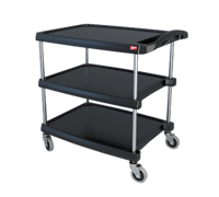 Metro myCart Series 3-Shelf Open-Base Polymer Utility Cart, Black