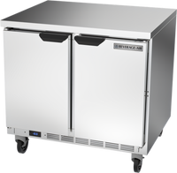 Beverage-Air 36-Inch Two-Section Worktop Freezer with Solid Doors and Flat Top