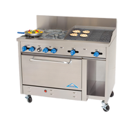 Comstock-Castle F3430-2RB 48-Inch Stainless Steel Gas Range with 4 Open Burners, 24-Inch Char-Broiler, Standard Oven and Cabinet Base