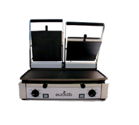 Eurodib Double Countertop Electric Panini Grill with Cast Iron Plates, 208-240V
