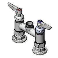 Double Pantry Deck-Mount Mixing Faucet with Lever Handles, Quarter-Turn Ceramic Cartridges, and 4-Inch Centers, Less Nozzle