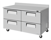 Turbo Air Super Deluxe Two-Section Stainless Steel Worktop Freezer with 4 Drawers, 60-1/4 Inch Wide