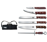 Victorinox 7-Piece Cutlery Roll Set with Canvas Case and Rosewood Handles