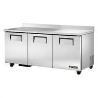True TWT-72-HC 72-Inch Three-Section Solid Door Worktop Refrigerator with Rear-Mounted Self-Contained R290 Refrigeration