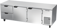 Beverage-Air UCRD93AHC-2 Three-Section Undercounter Refrigerator with 2 Doors and 2 Drawers, Side-Mount Self-Contained, 93-Inch