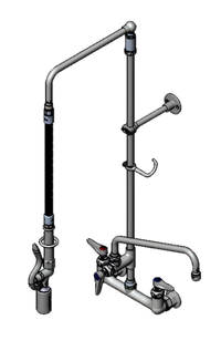 T&S Brass EasyInstall Wall-Mount Pre-Rinse Unit with Add-On Faucet, 12