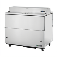 True 49-Inch Mobile Forced-Air Milk Cooler, Dual-Sided Stainless Steel, 12-Crate Capacity
