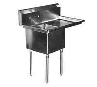 Serv-Ware 1-Compartment Economy Sink with Right Drainboard, 18-Gauge 304 Stainless Steel