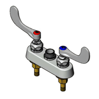 T&S Brass B-1110-LN-WH4 Workboard Faucet, Deck Mounted, 4-Inch Centers, Less Nozzle, Wrist Action Handles