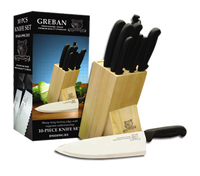 10-Piece Kitchen Knife Set with Wooden Block and Sharpening Steel