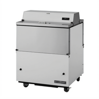 True Dual-Sided Mobile School Milk Cooler Cart, 8-Crate Capacity, Forced-Air, White/Stainless Steel