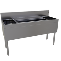 Glastender 54 Inch Underbar Combo Ice Bin/Cocktail Unit with 10-Circuit Cold Plate and Dual Bottle Wells