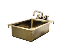 Serv-Ware 12 Inch x 18 Inch Drop-In Single Compartment Stainless Steel Sink with Faucet and Basket Drain