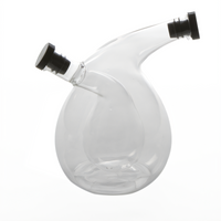 American Metalcraft Dual-Chamber Oil & Vinegar Cruet, Clear Hand-Blown Glass, 16 oz.