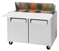 Turbo Air M3 Series Two-Section Sandwich/Salad Prep Table Refrigerator, 12-Pan, 17-Inch Cutting Board, Rear-Mount Self-Contained, 48 1/4-Inch Wide
